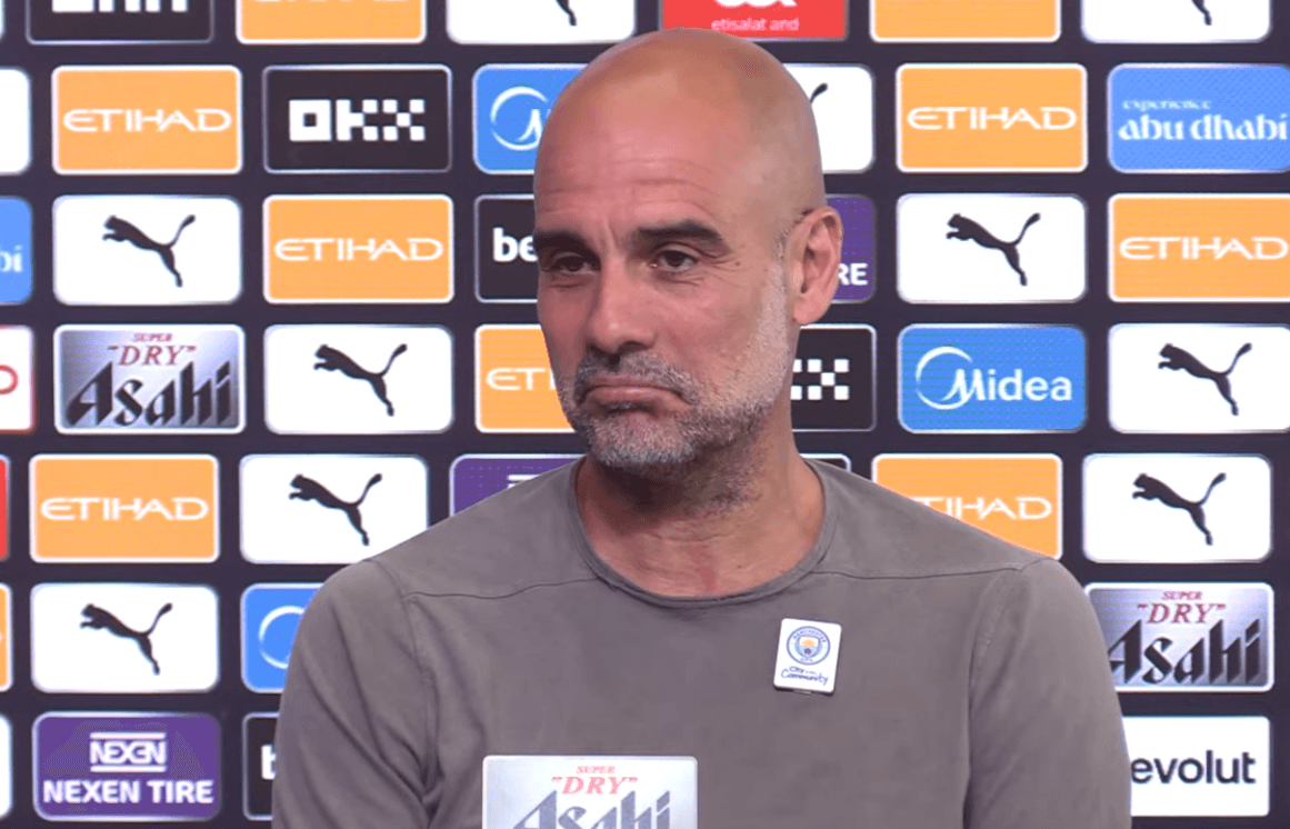 Guardiola en rueda de prensa.