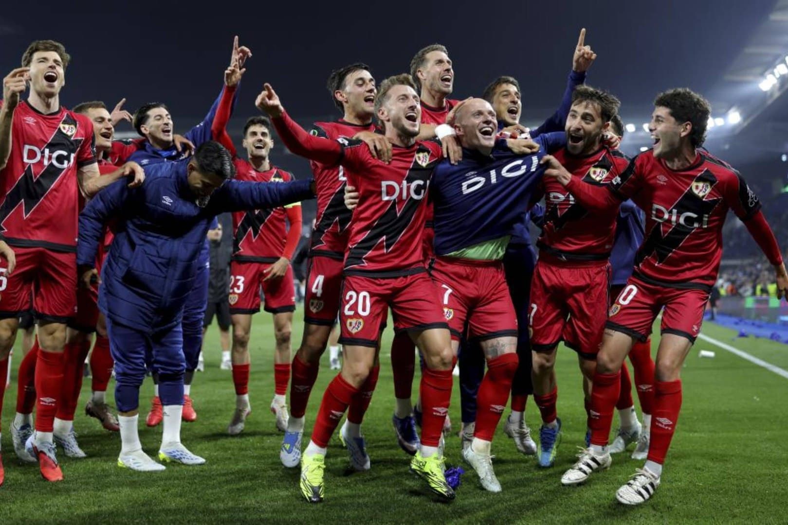 El Rayo Vallecano, tras meterse en la final de la Conference League.