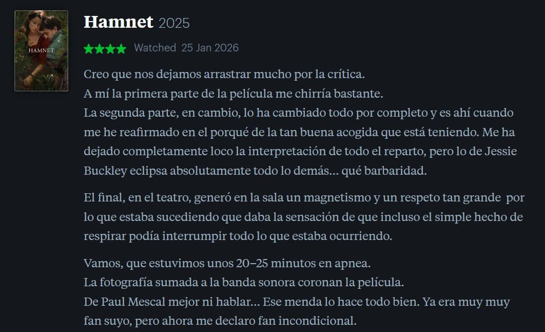 La reseña de Camello sobre Hamnet.