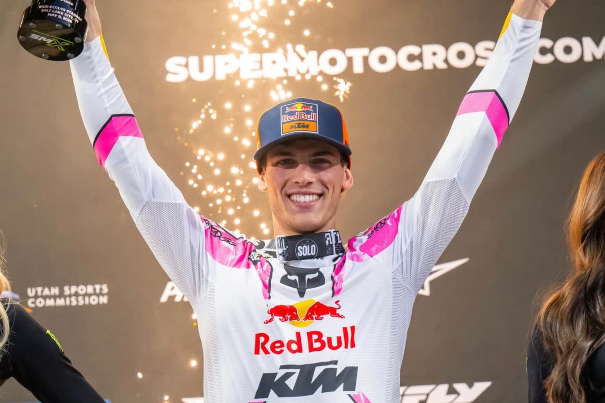 Jorge Prado, en el podio de Salt Lake City.