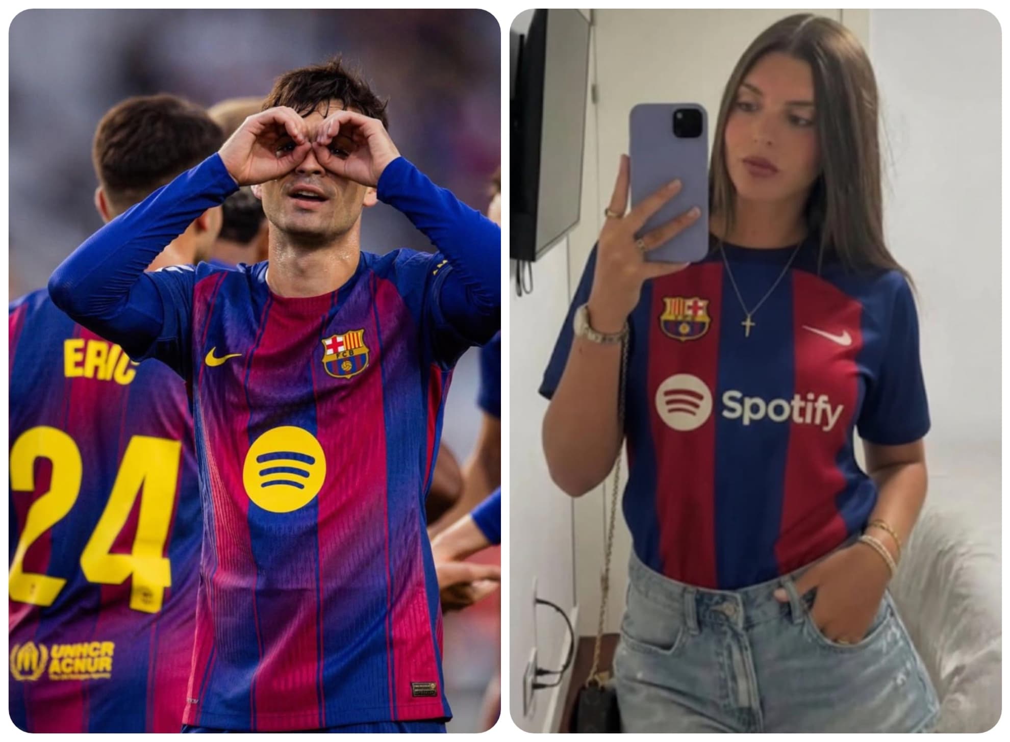 Pedri y su novia.