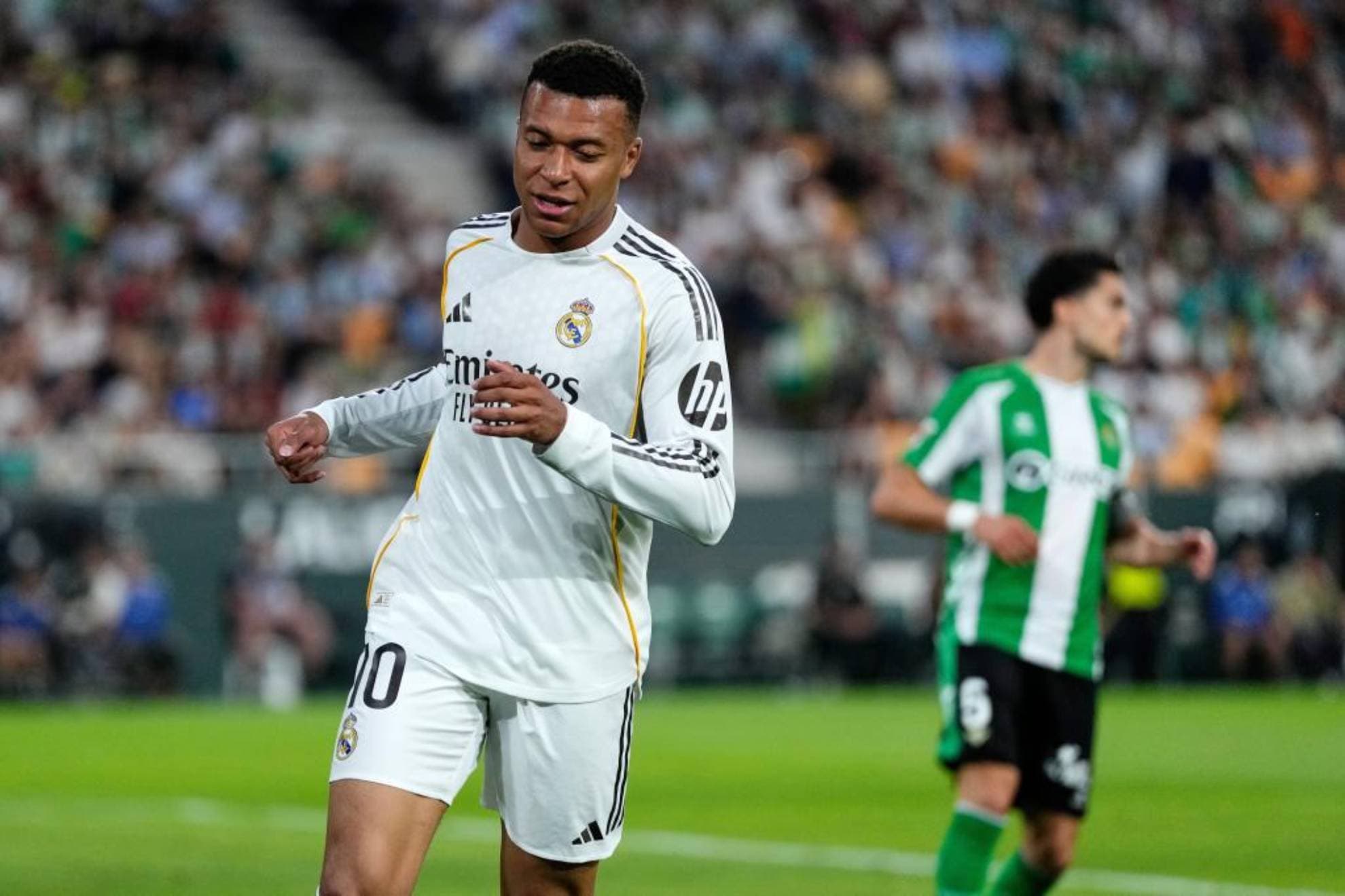 Mbappé, en un partido de esta temporada del Real Madrid.