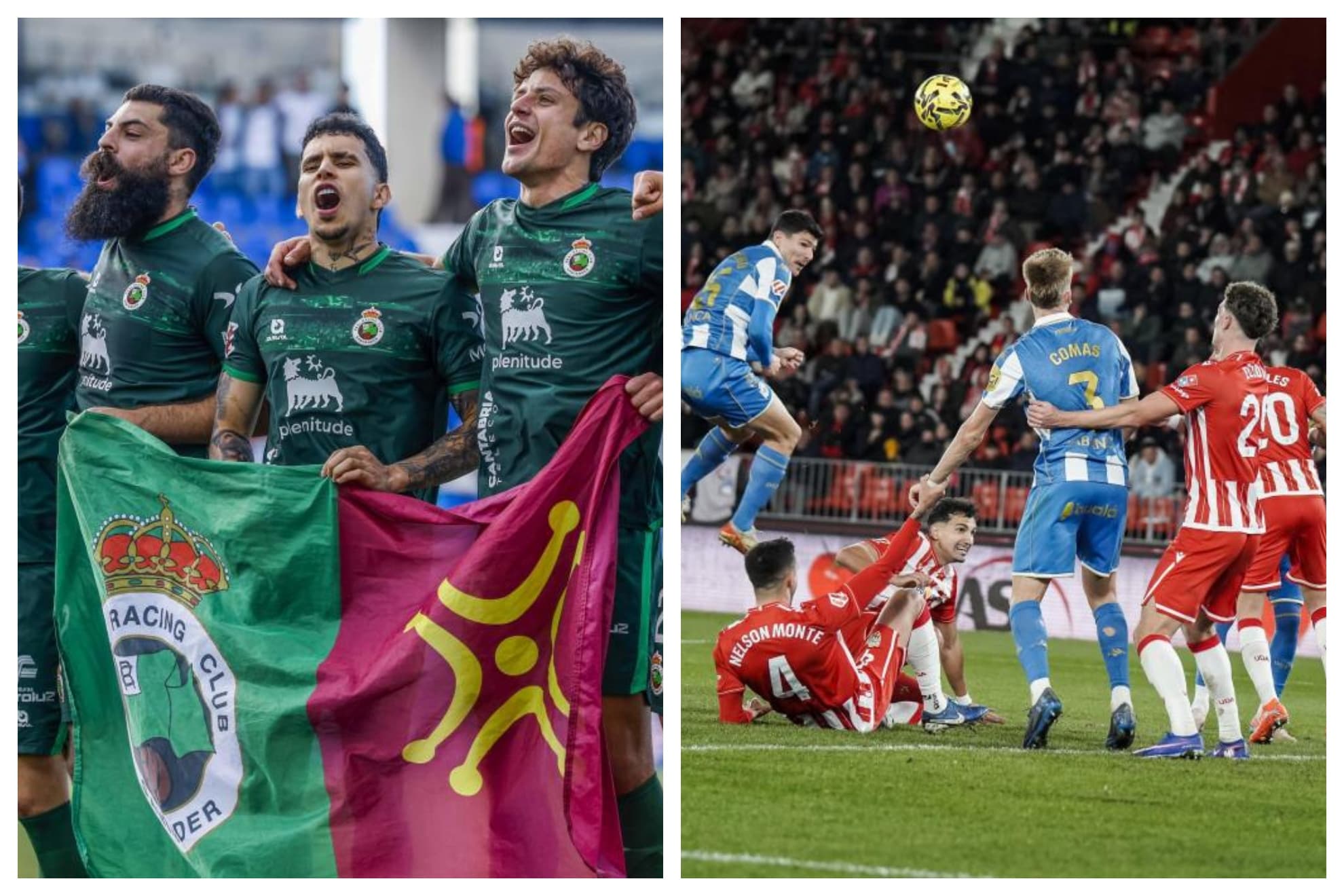 El Racing celebra su triunfo en Butarque, mientras el Dépor ha adelantado al Almería
