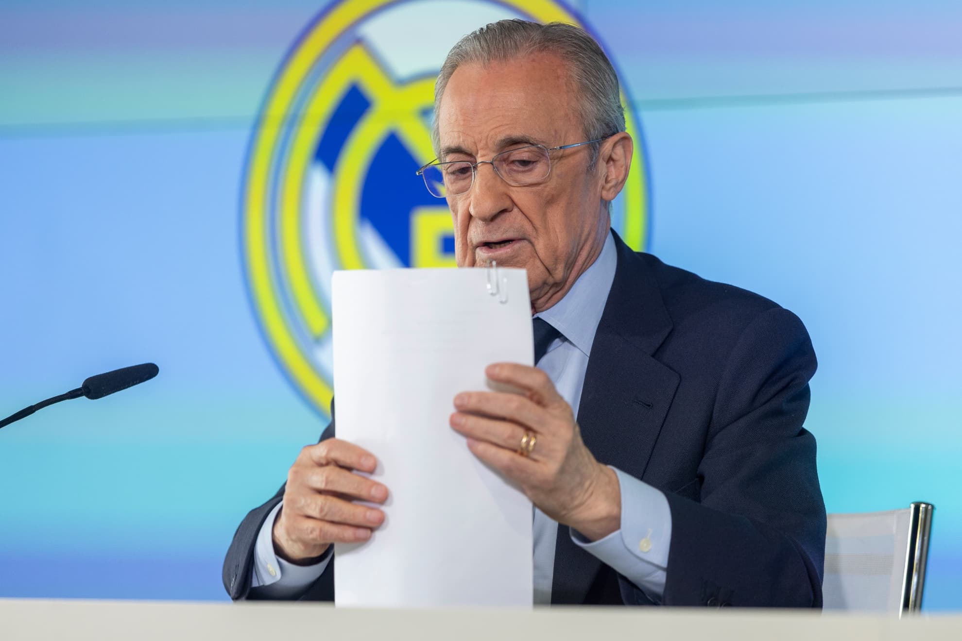 Florentino Pérez, en un momento de su comparecencia