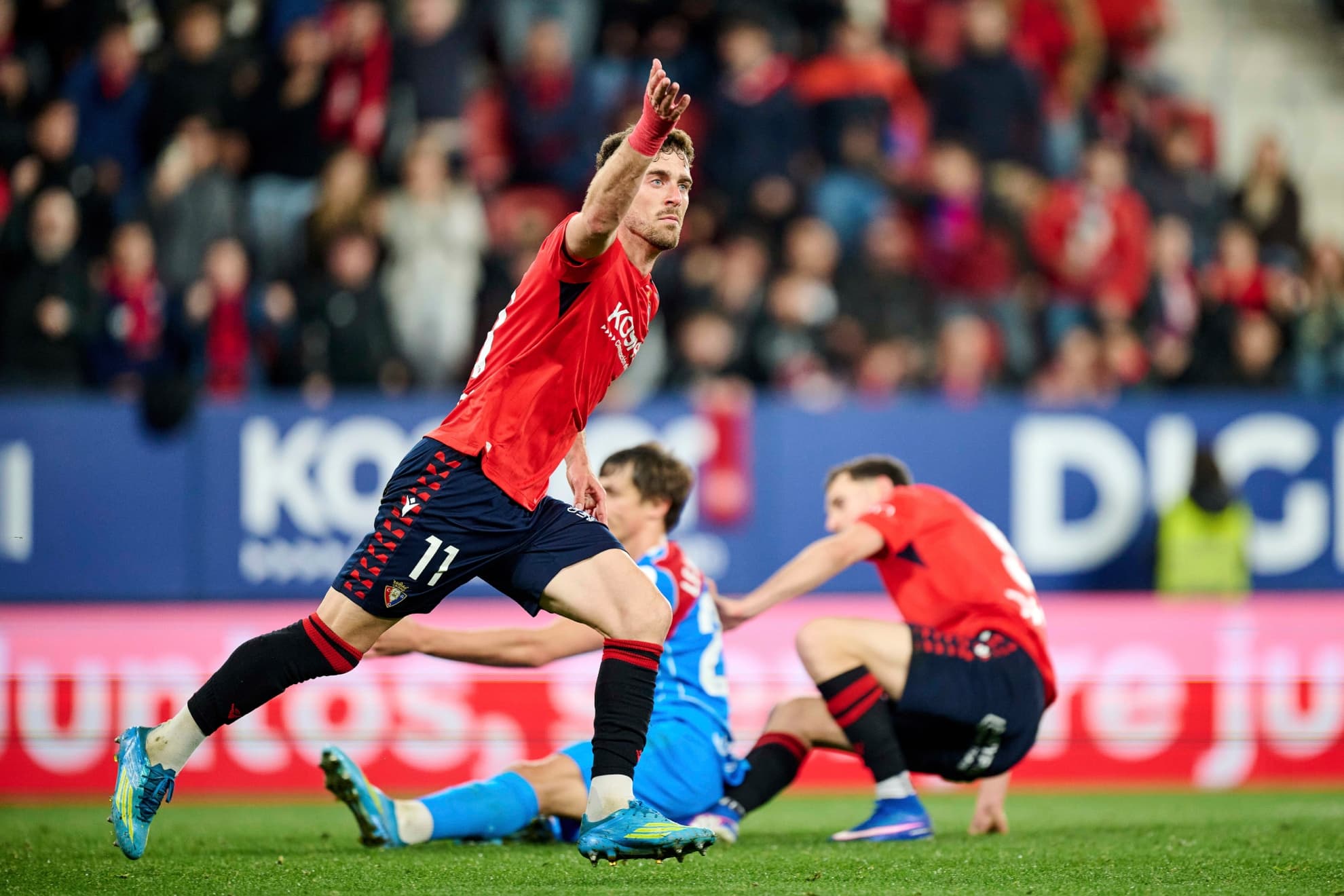 Kike Barja celebrando su gol ante el Atlético.