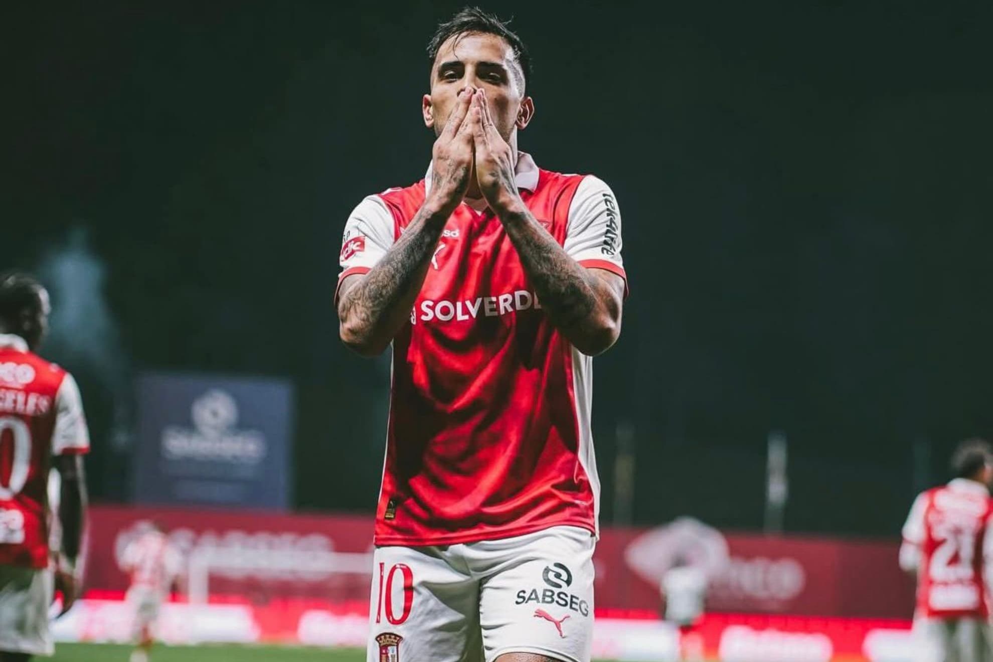 Zalazar celebra un gol con el Braga.