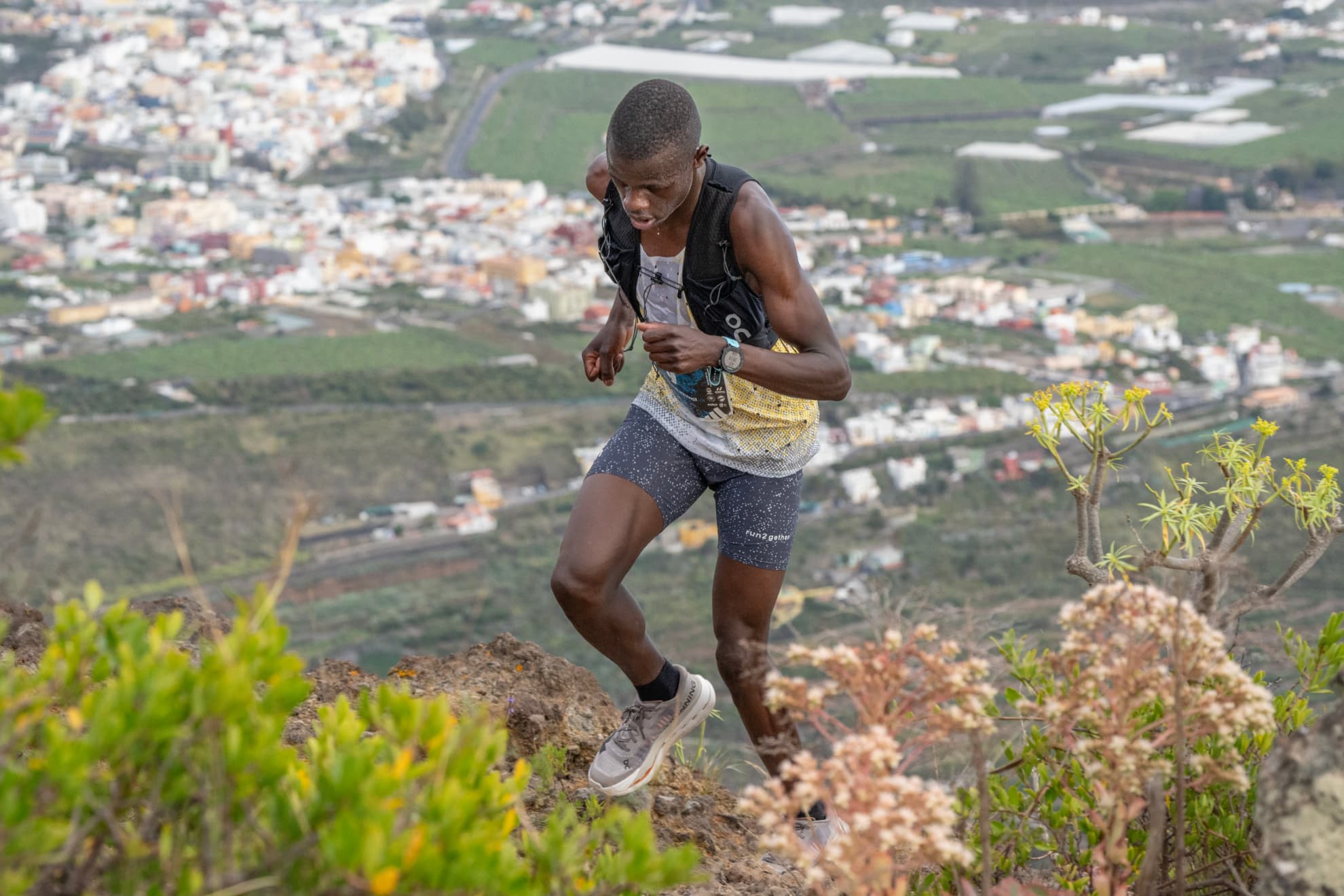 Ephantus Mwangi, durante su participación en el Kilómetro Vertical.