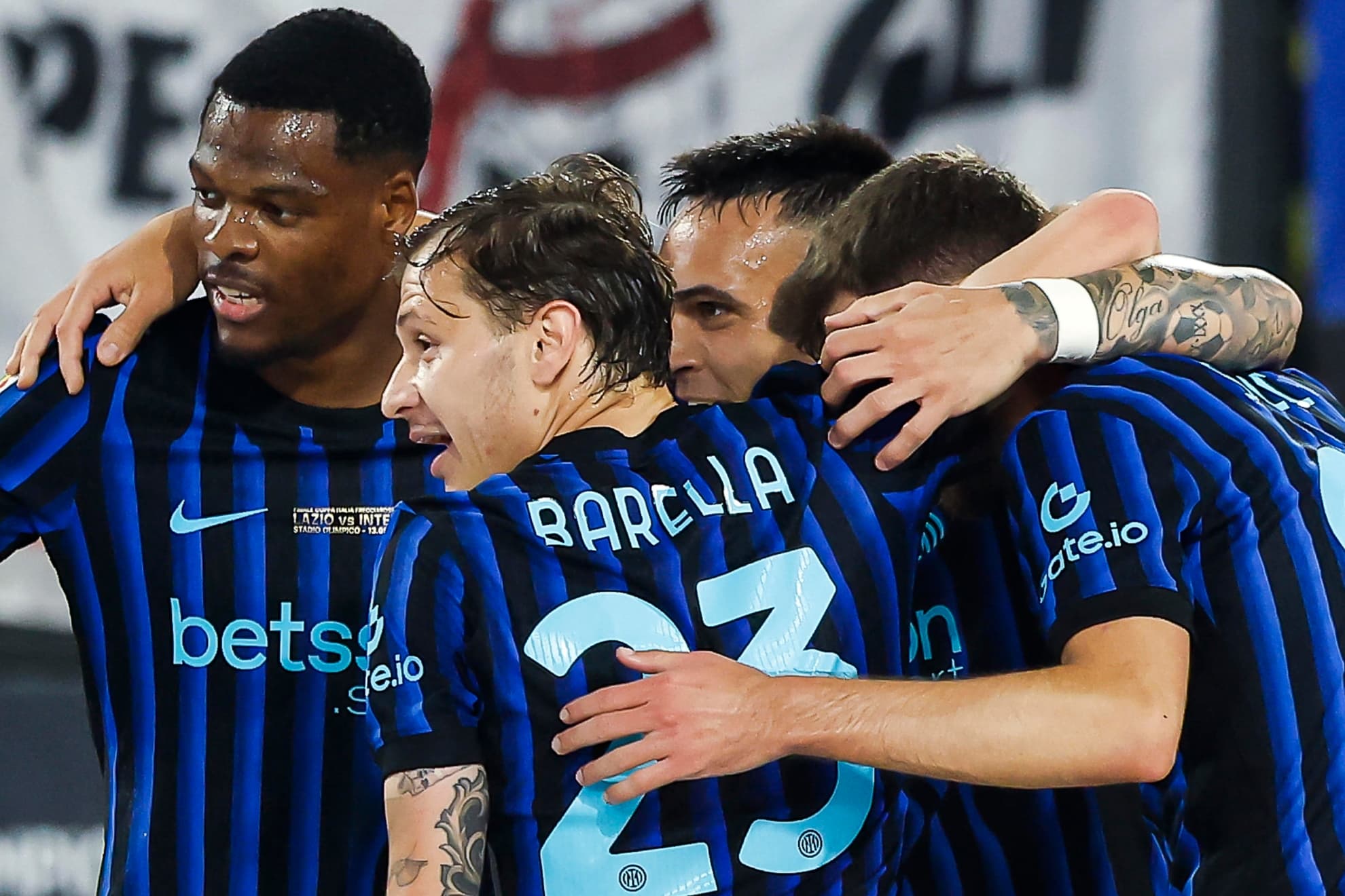 Los jugadores del Inter celebran el 0-2.
