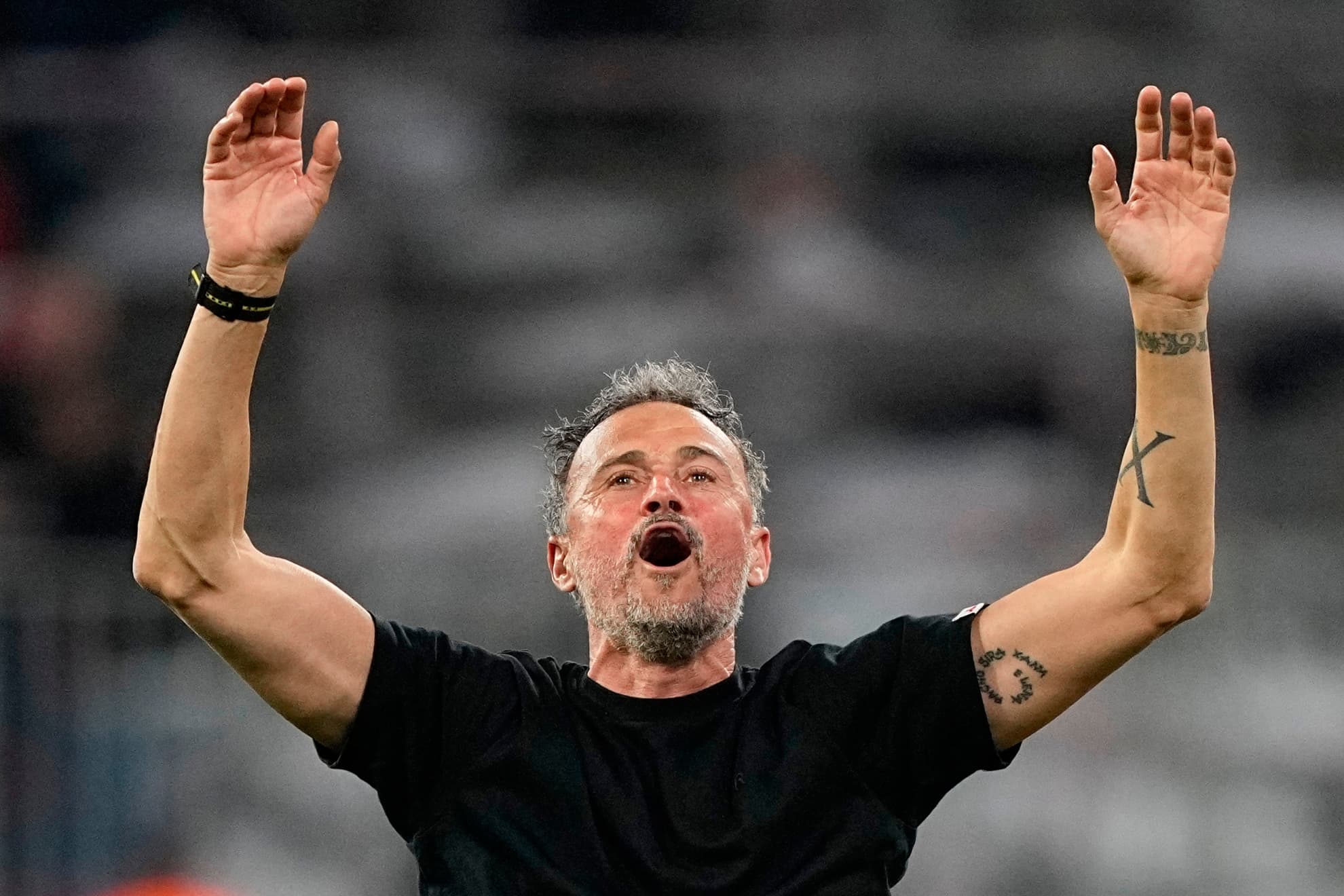 Luis Enrique celebra un triunfo del PSG.