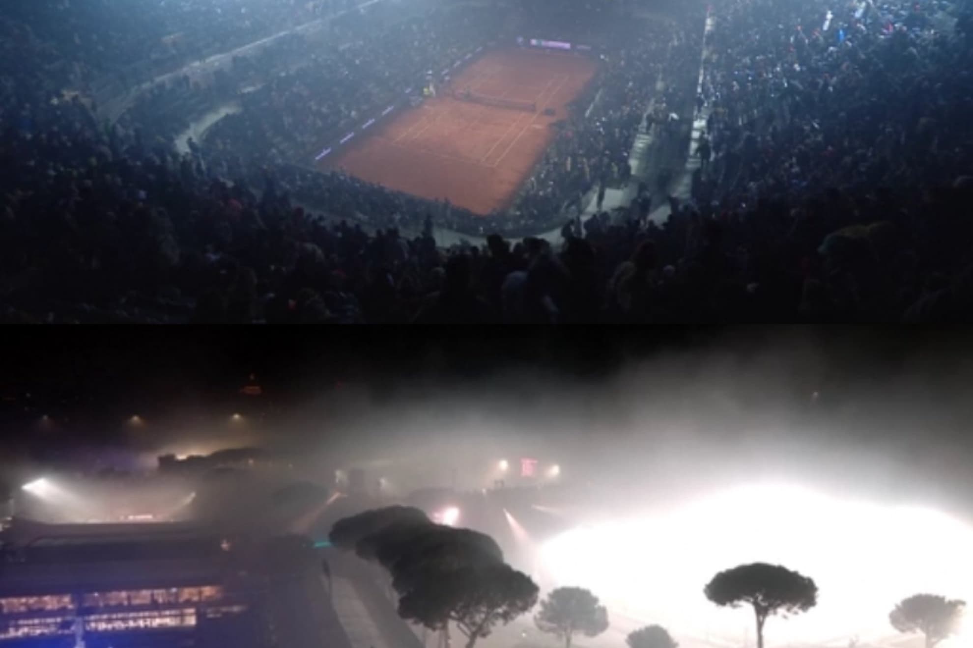 El humo invade el Campo Centrale del Foro Itálico.