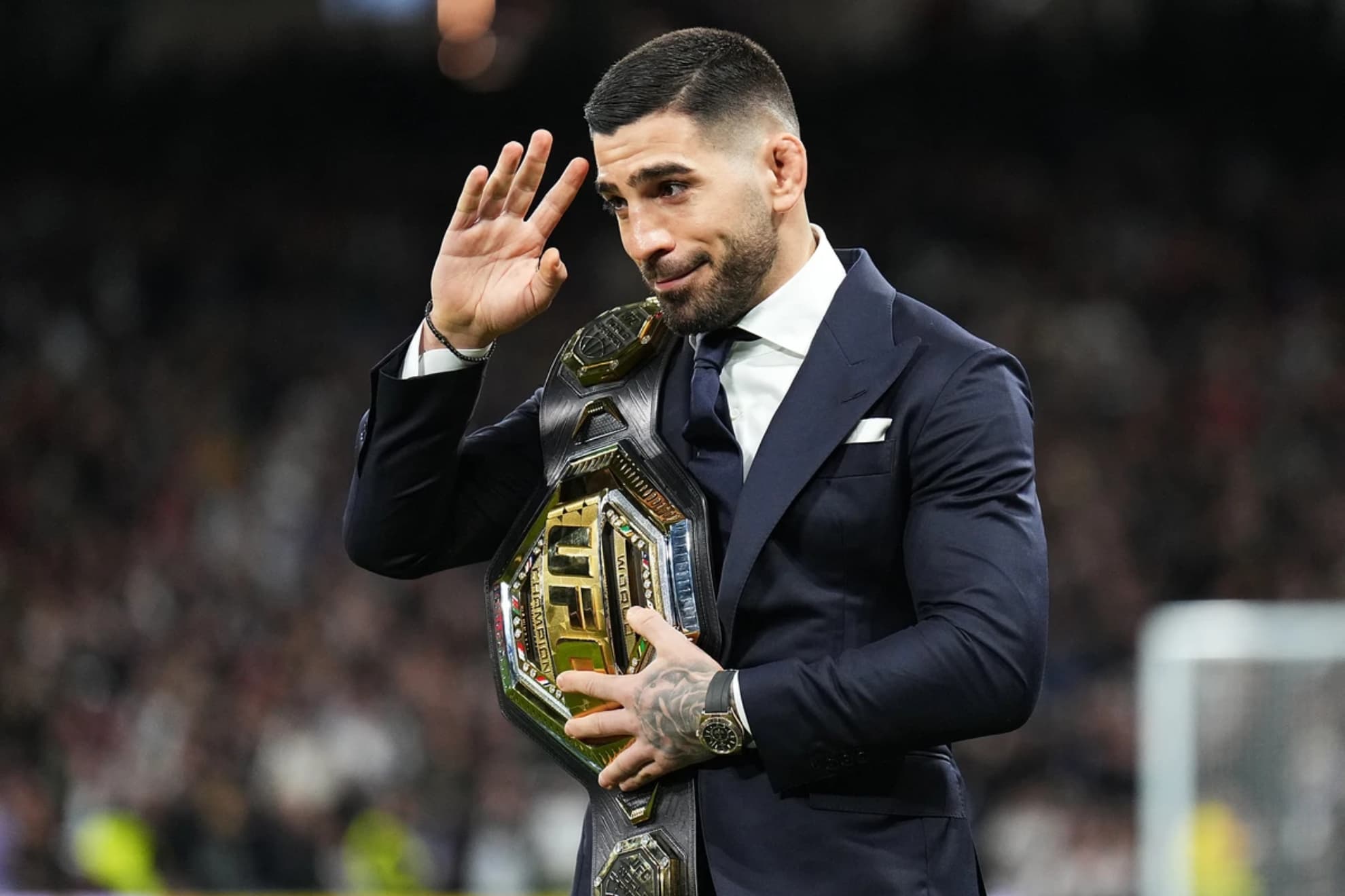 Ilia Topuria, en el Santiago Bernabéu.