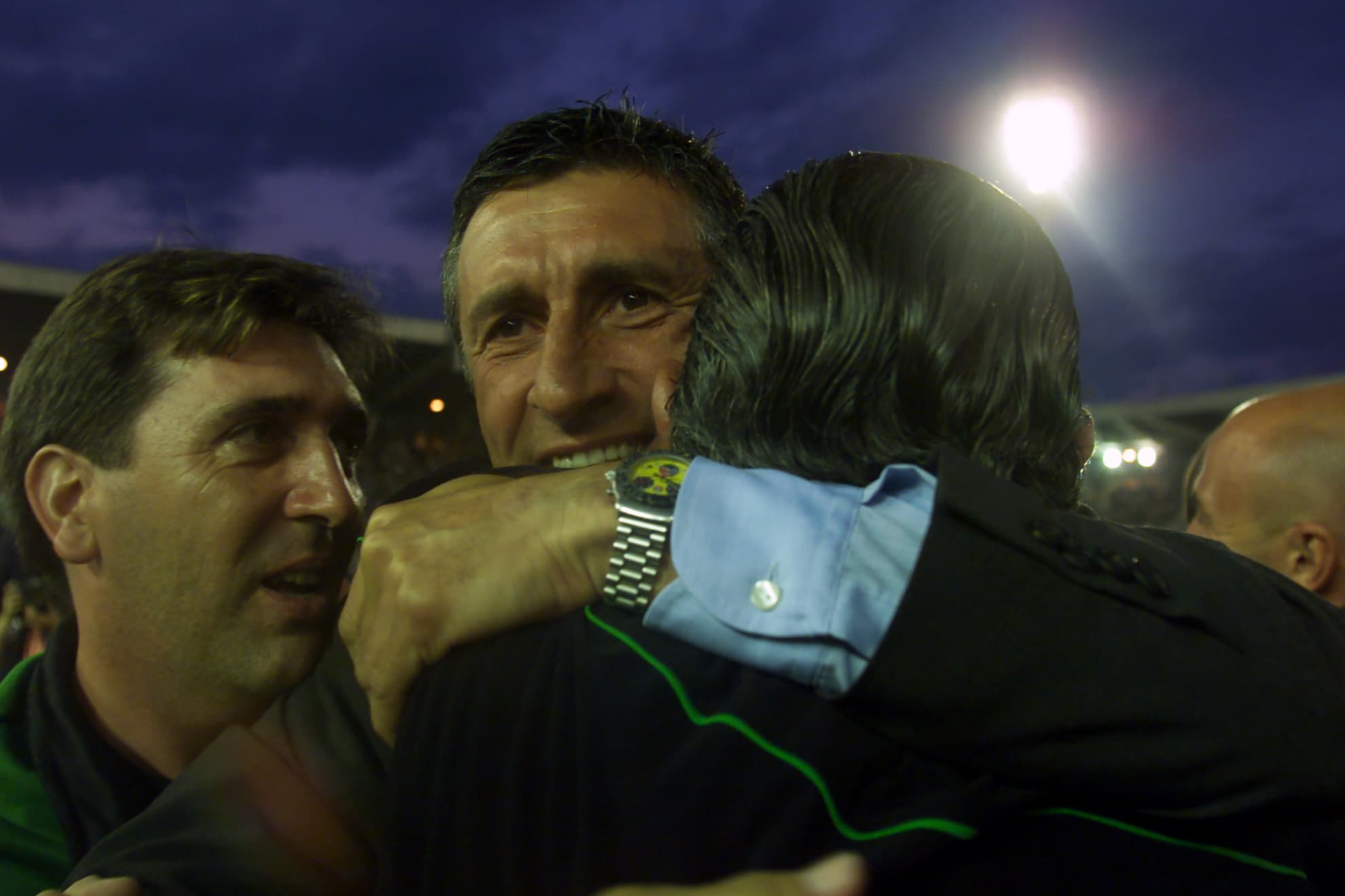 Setién, celebrando como entrenador el ascenso del Racing a Primera (2002)