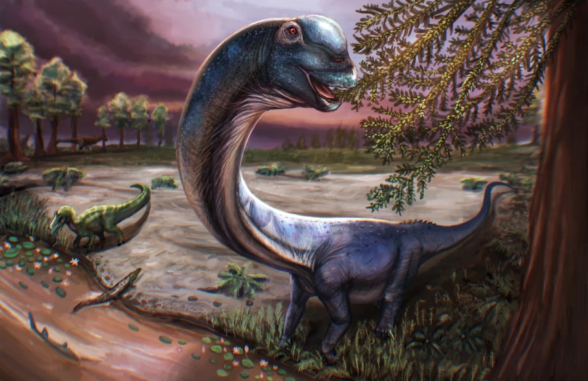 Ilustración del dinosaurio, ilustrado por Patchanop Boonsai.