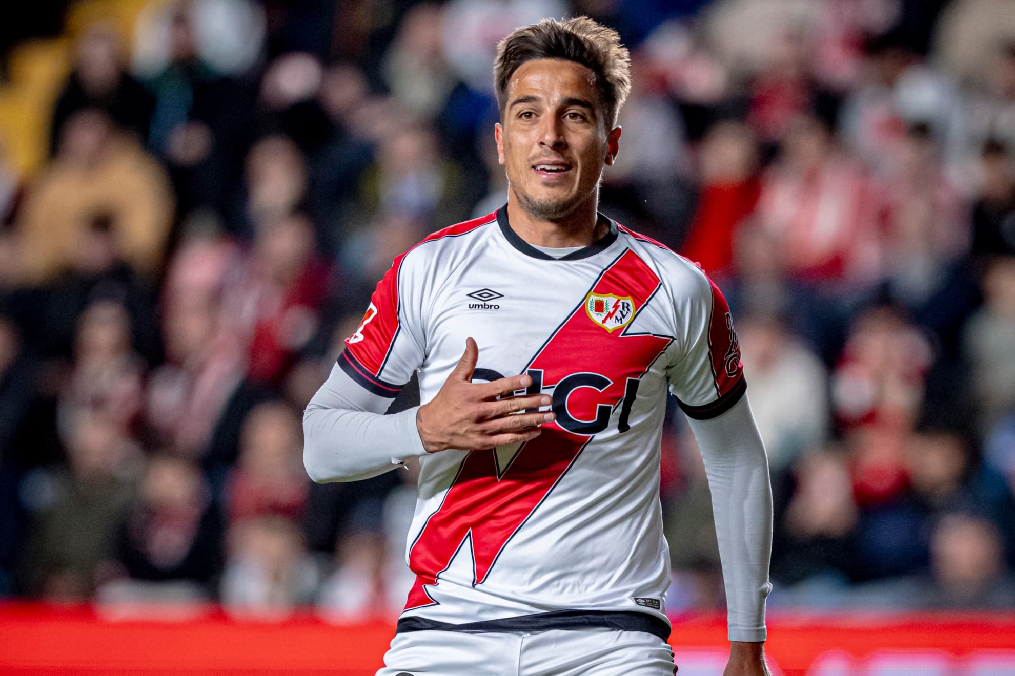 Óscar Trejo, en el último partido que jugó con el Rayo.