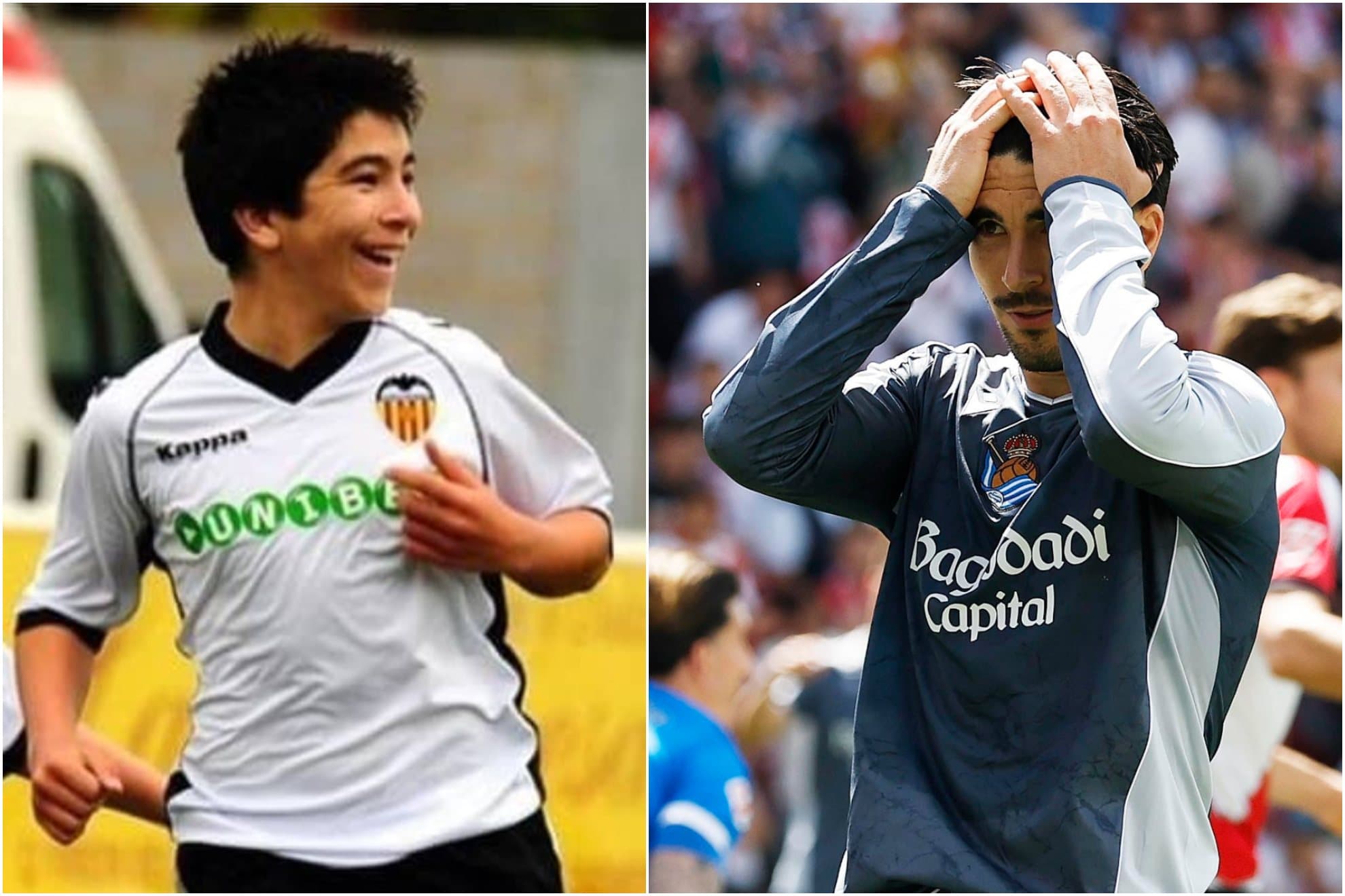 Carlos Soler, en las categorías inferiores del Valencia, y con la Real Sociedad este curso.