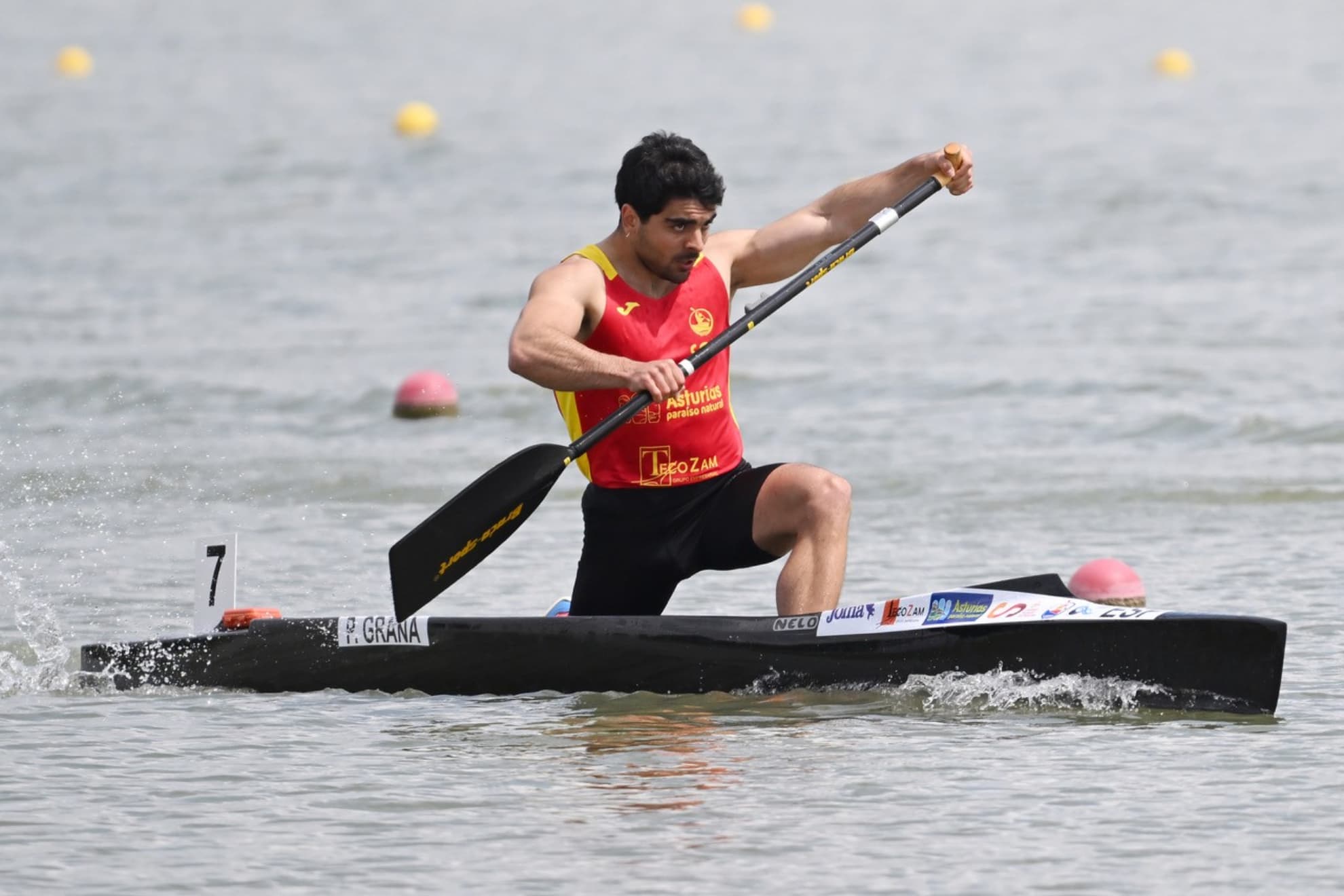 Pablo Graña, integrante del C4 500, durante una regata individual.