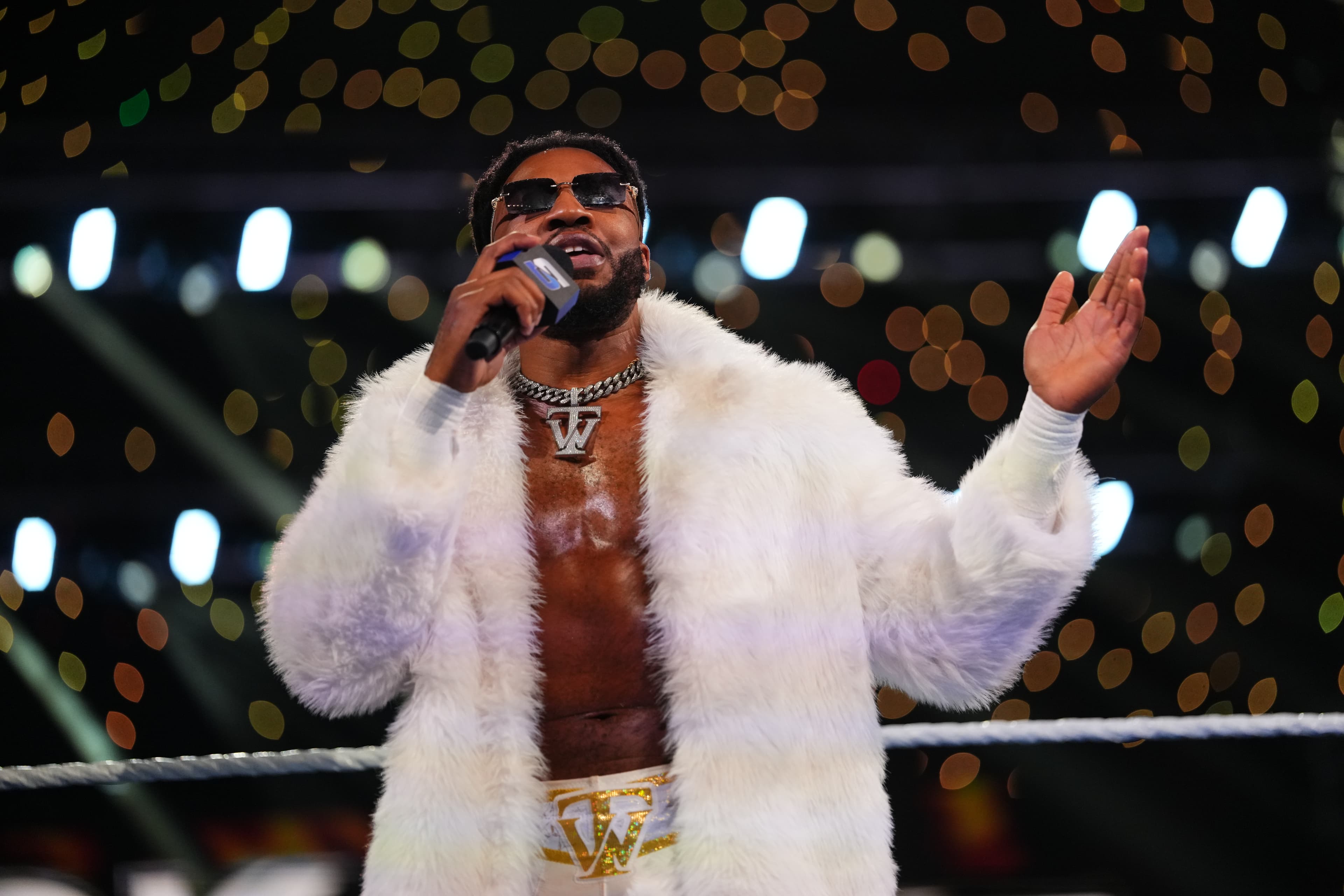 DALLAS, TEXAS - FEBRUARY 13: Trick Williams address the WWE Universe during SmackDown at American Airlines Center on February 13, 2026 in Dallas, Texas. (Photo by Cooper Neill/WWE via Getty Images)