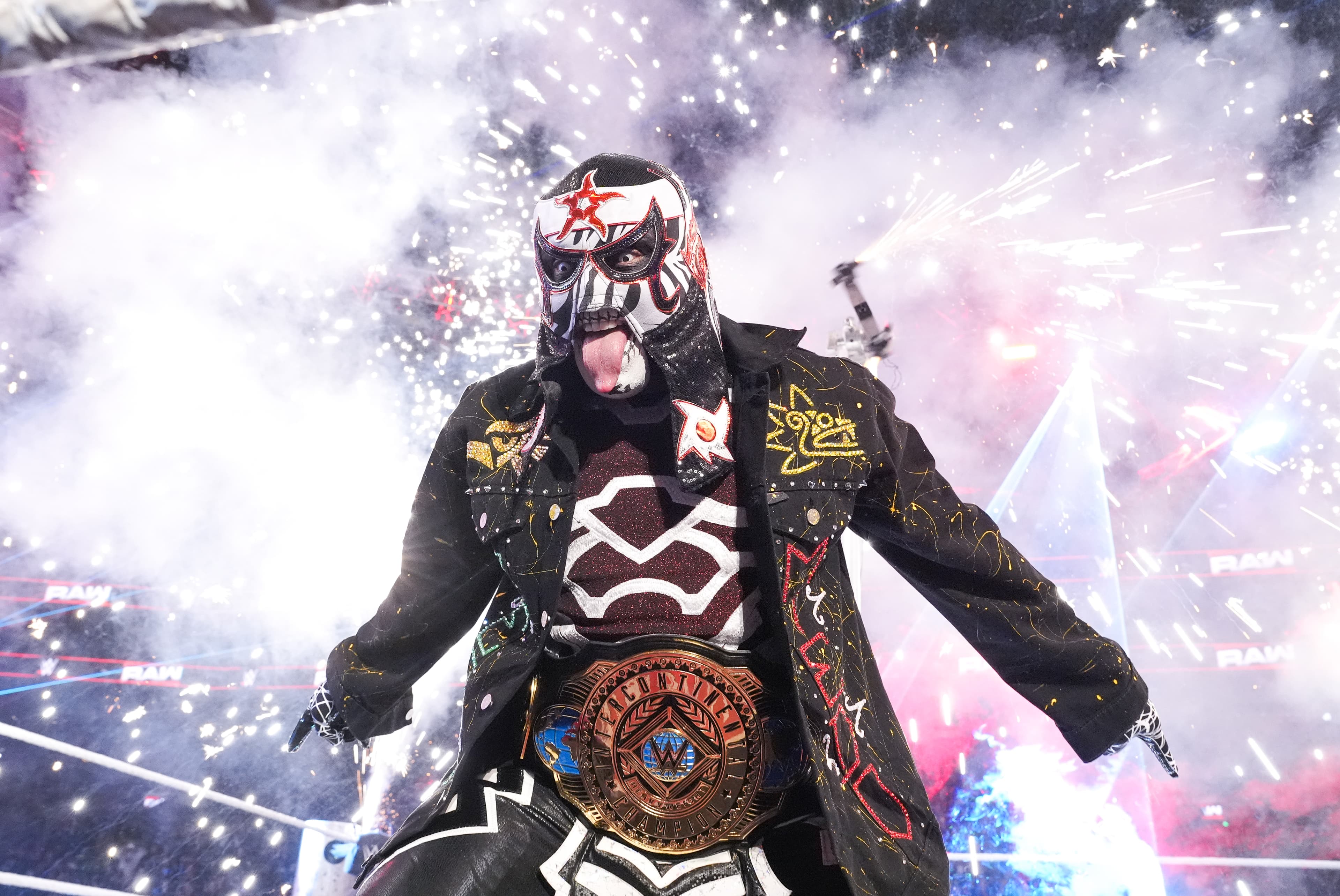 BOSTON, MASSACHUSETTS - MARCH 23: Penta enters the ring during Monday Night RAW at TD Garden on March 23, 2026 in Boston, Massachusetts.  (Photo by Rich Freeda/WWE via Getty Images)