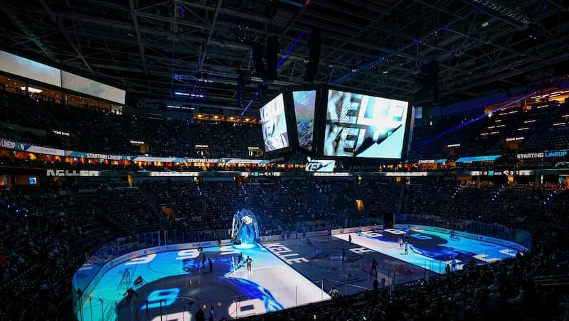 The Delta Center prepares to host Stanley Cup Playoff hockey