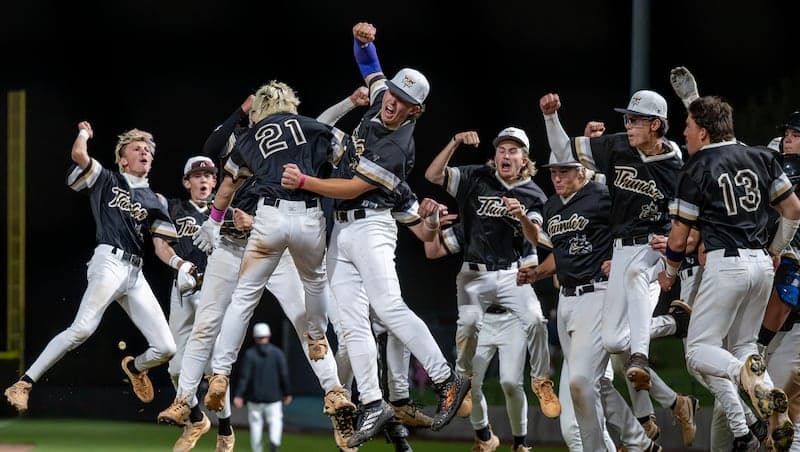High school baseball: Desert Hills storms back from 8 runs down to steal Game 1 victory in 4A state championship