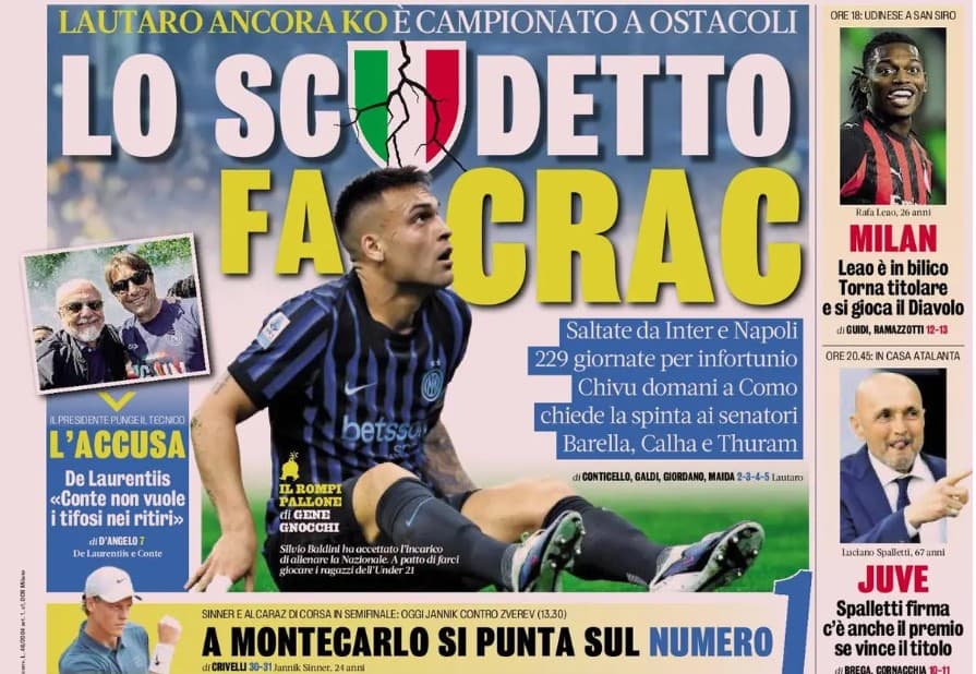 Today’s Papers – Injuries affect title race, Ranieri and Gasperini clash