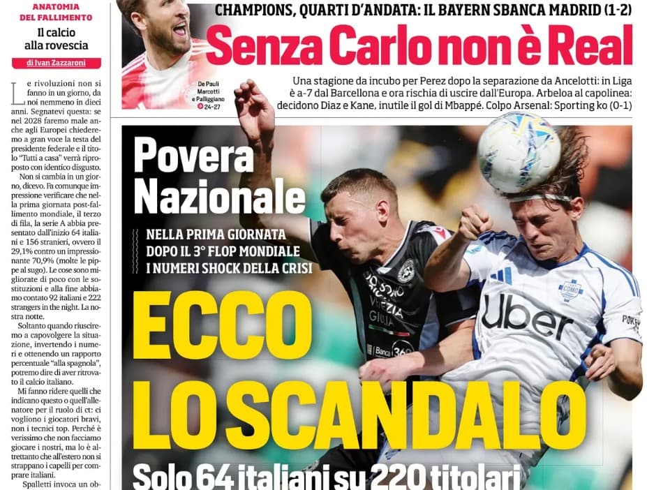 Today’s Papers – Italy and Serie A scandal, Real Madrid miss Ancelotti