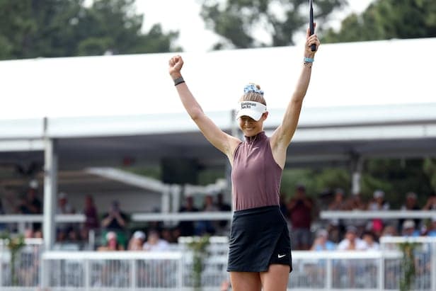 Nelly Korda’s dominant Chevron week gives her 3 majors and World No. 1, and it all ended with a joyous cannonball
