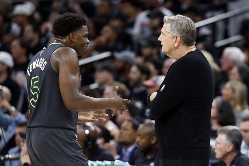 Anthony Edwards shows disagreement with Chris Finch’s ‘punked’ remark after Game 2 loss