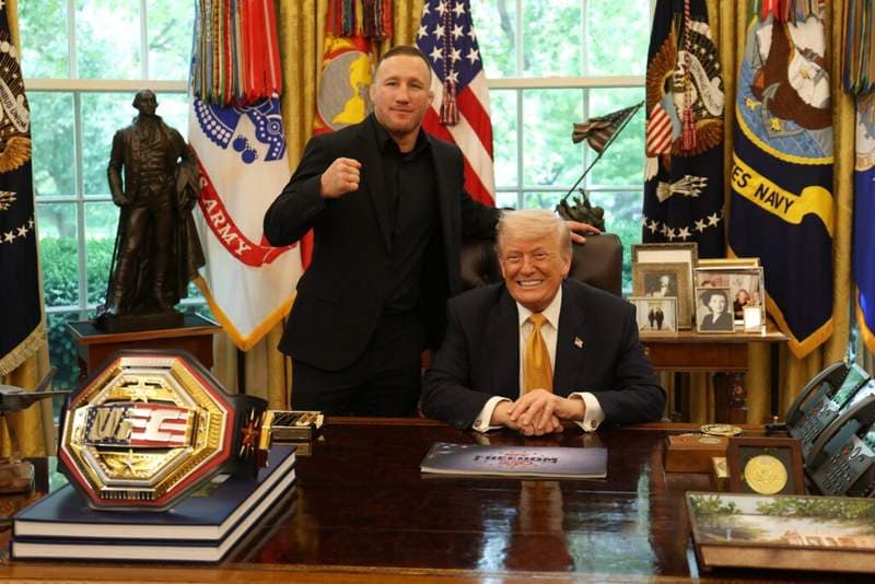 Ilia Topuria reacts as Donald Trump creates awkward UFC crossover with Justin Gaethje