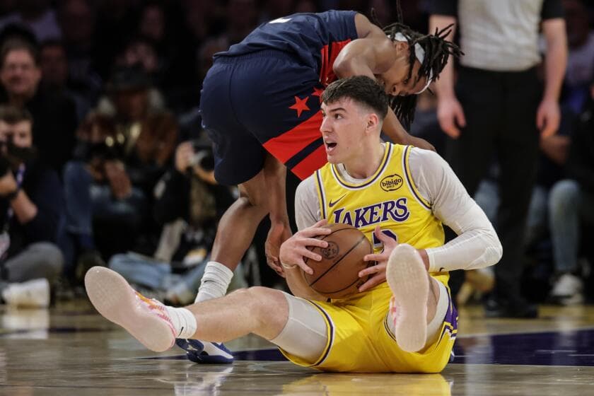 'Mr. 82.' How Jake LaRavia became the injury-plagued Lakers' iron man