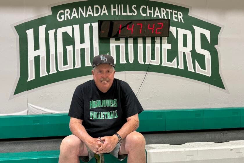 Prep talk: Granada Hills coach Tom Harp goes for another boys' volleyball title