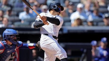 Yankees strike for eight runs in later innings, beat Rangers 9-2 to secure series win