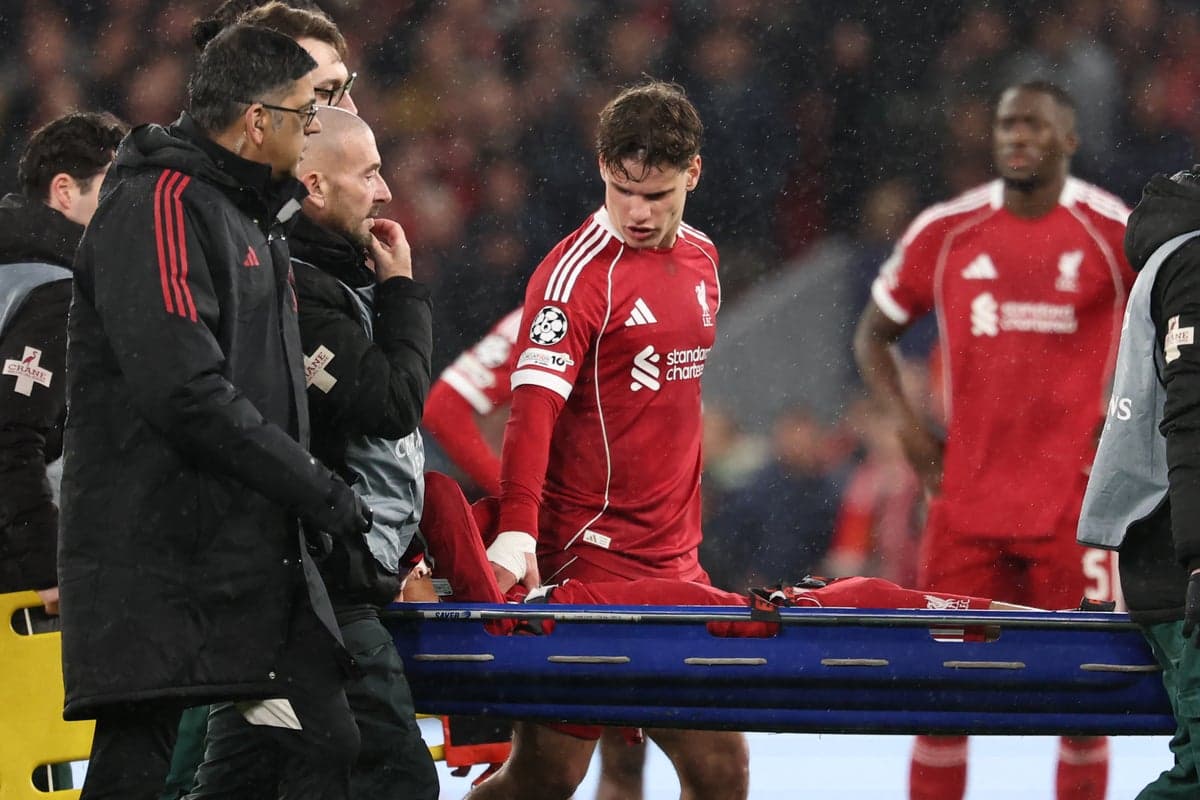 Hugo Ekitike stretchered off in huge blow to Liverpool’s hopes of Champions League comeback