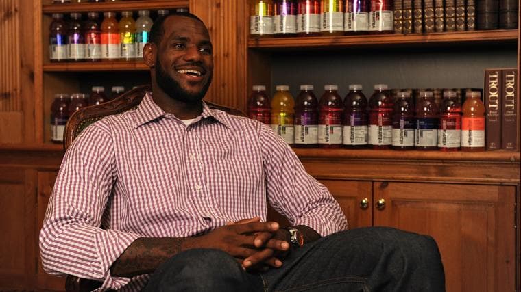 LeBron James reacts as J.R. Smith completes remarkable college journey