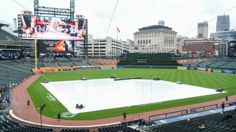 Tigers-Royals rain delay updates question when Comerica Park series finale will start with clear weather