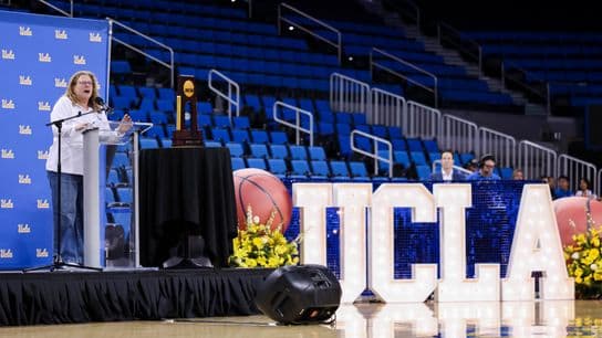 Cori Close and the Bruins bring the NCAA trophy home to Pauley Pavilion