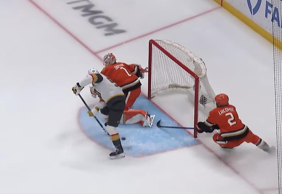 Watch: Golden Knights' Mitch Marner nets between-own-legs playoff goal vs. Ducks