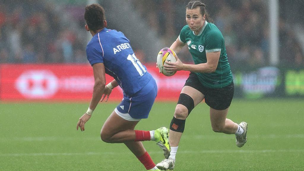 Eve Higgins in action against France