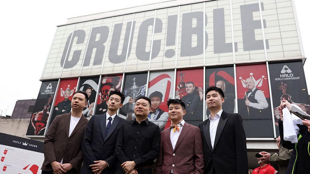 Five of the 16 seeded players at the 2026 World Snooker Championship were from China (from left to right) Xiao Guodong, Wu Yize, Ding Junhui, Zhao Xintong and Si Jiahui