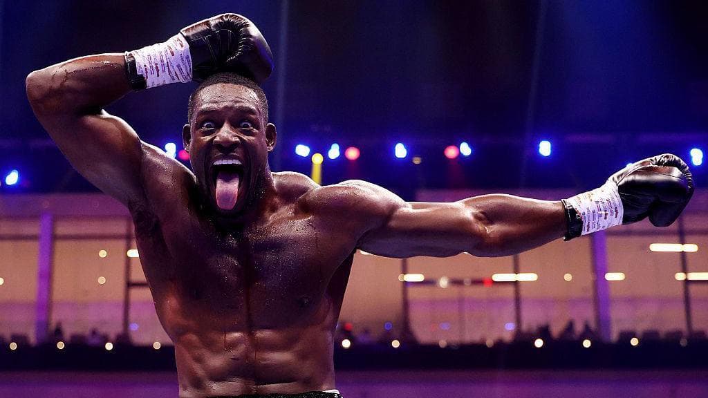 Richard Riakporhe reacts after beating Kevin Nicolas Espindola on the Fatal Fury City of Wolves card at ANB Arena in Riyadh, Saudi Arabia in May 2025
