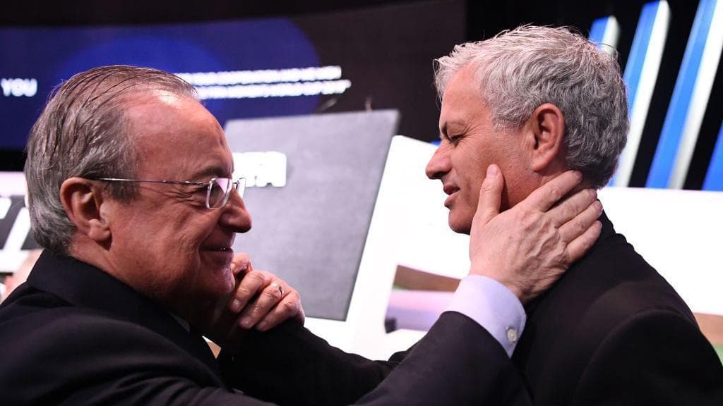 Jose Mourinho with Real Madrid president Florentino Perez