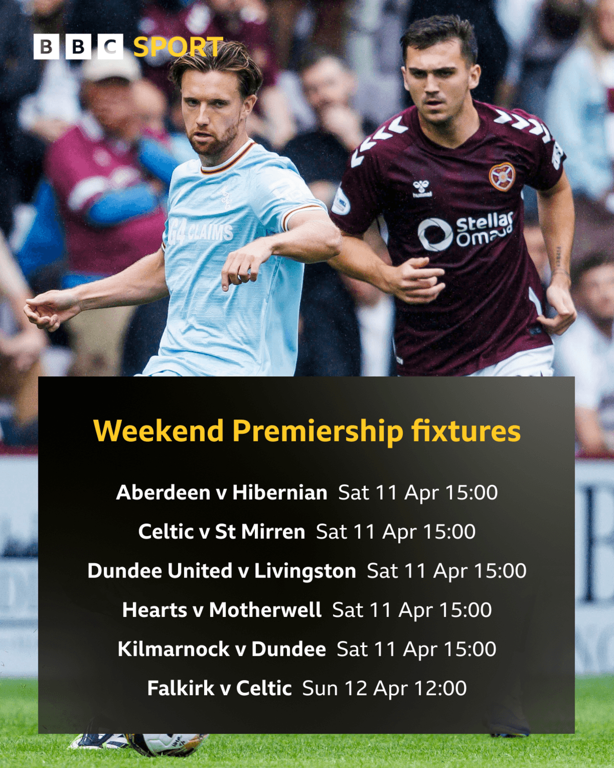 Hearts and Motherwell players and this weekend's Scottish Premiership fixtures