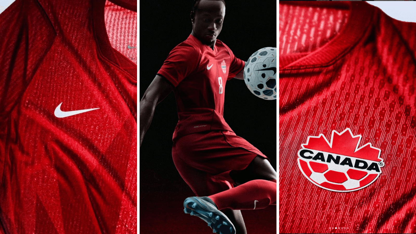 Ismael Kone wears 2026 Canada home kit.