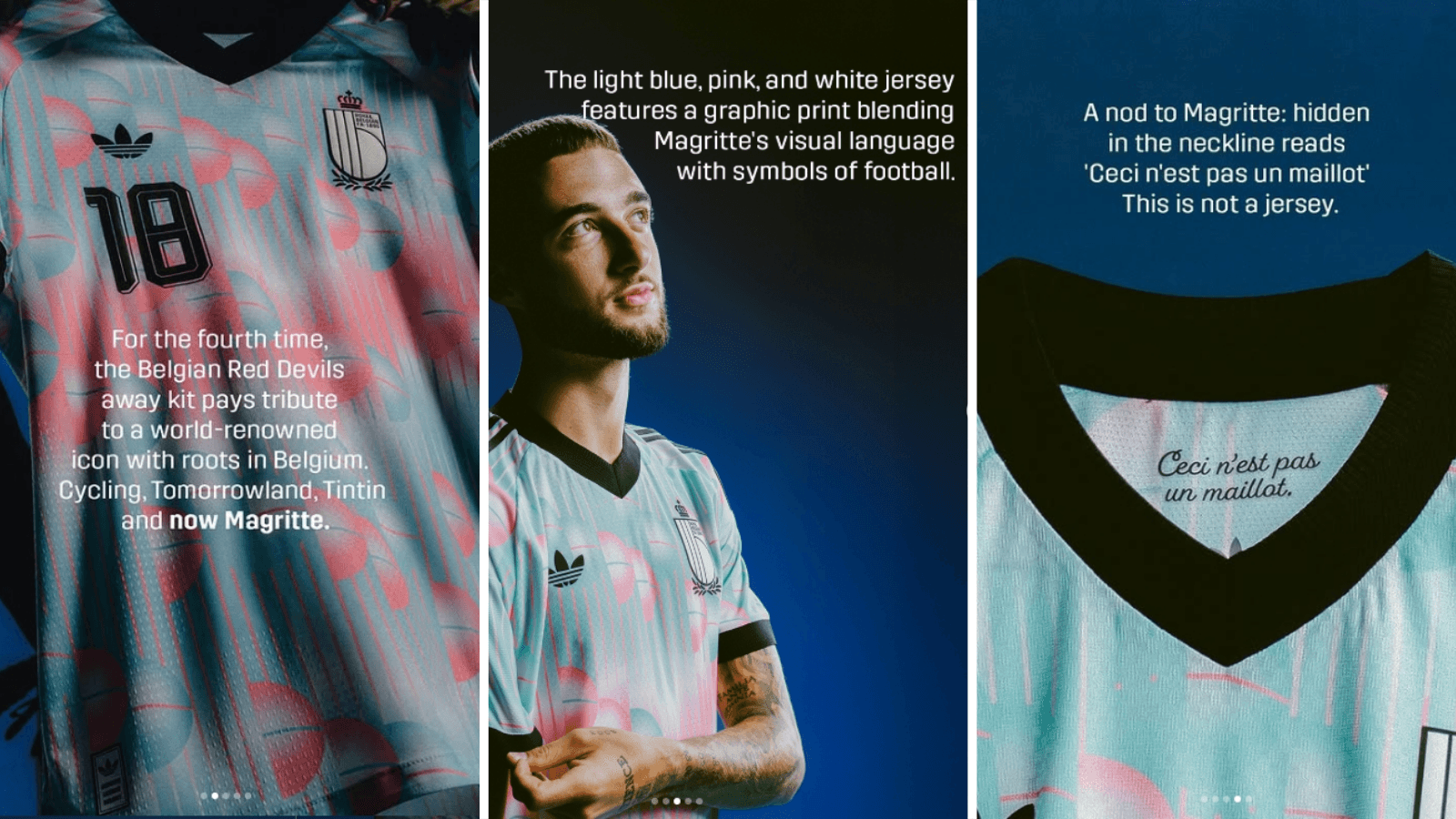 Zeno Debast wears 2026 Belgium away shirt.