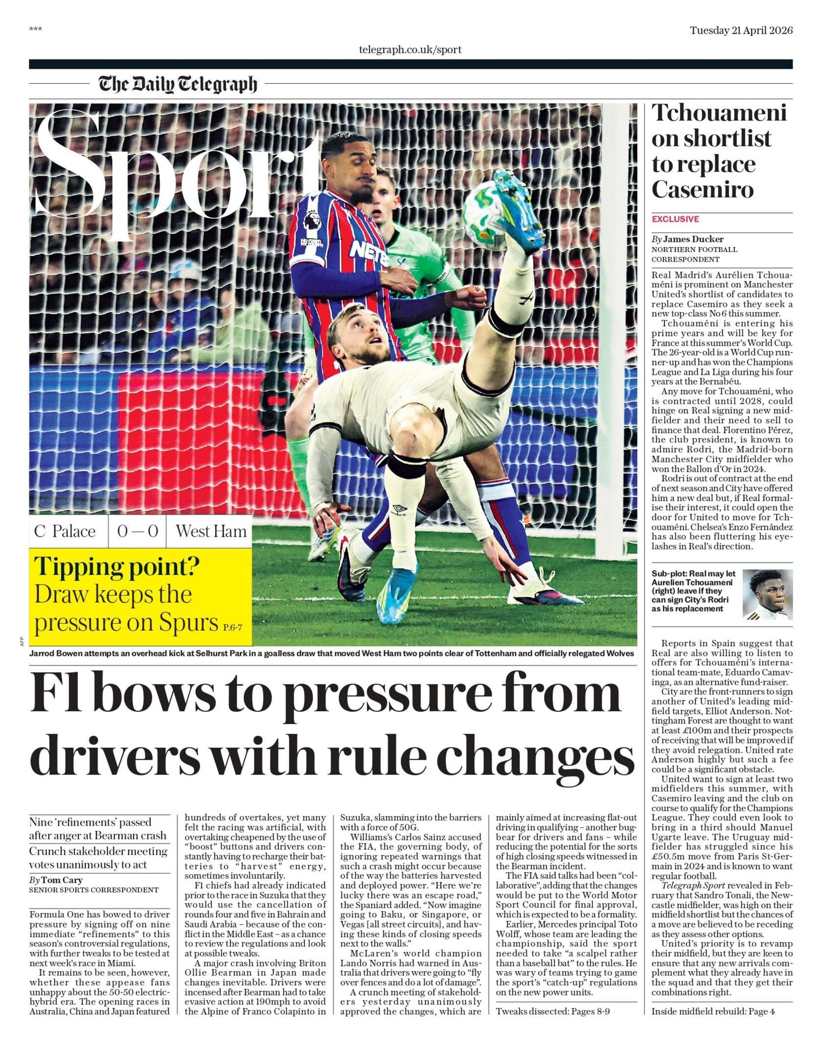 Telegraph back page