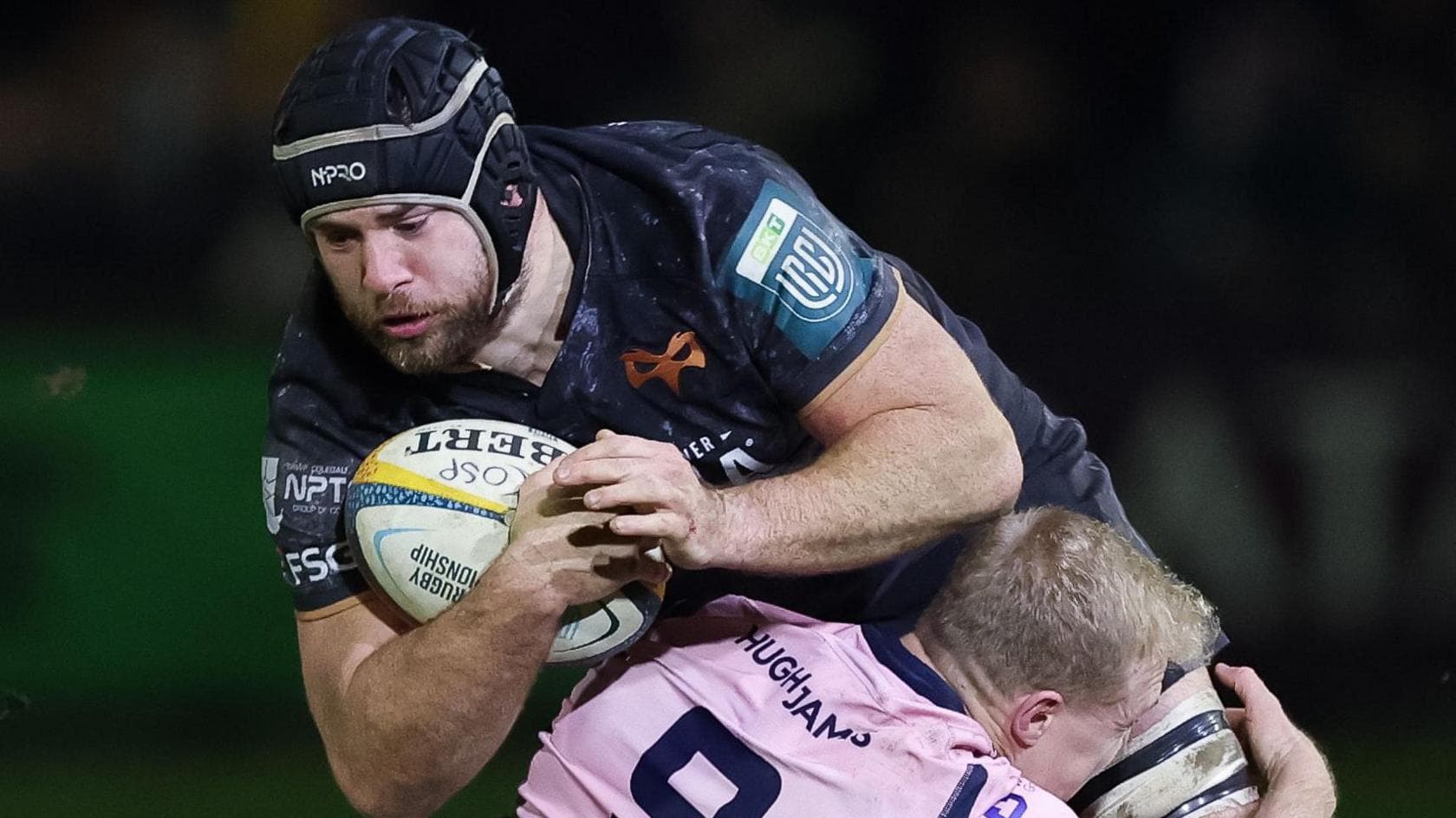 Morgan Morris carries the ball for Ospreys