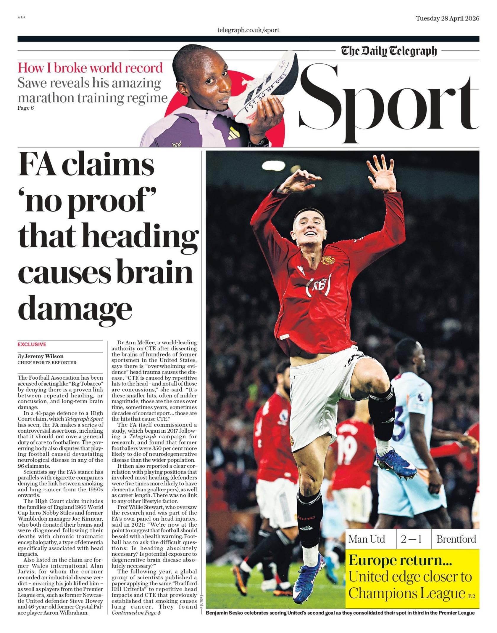 Telegraph back page
