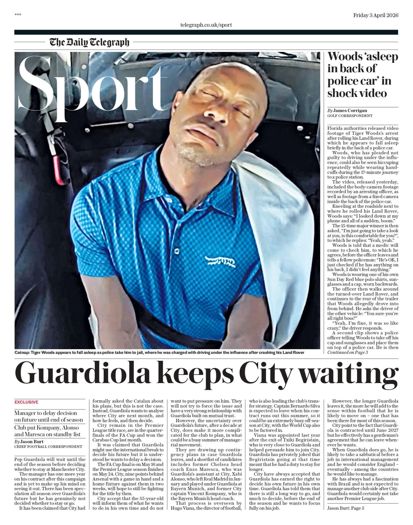 Telegraph back page