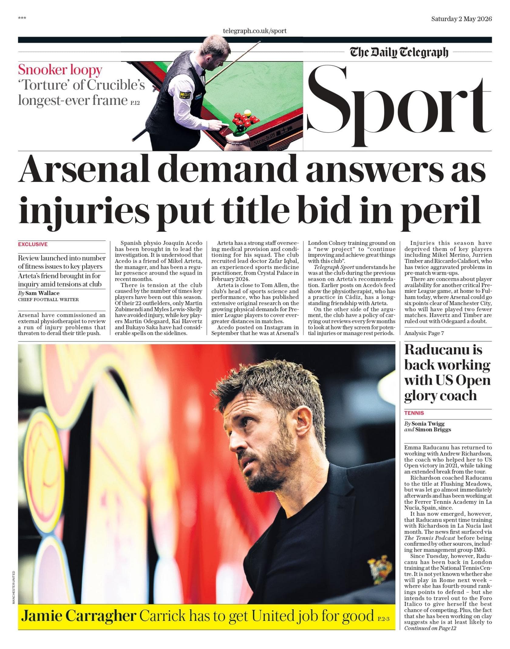 Telegraph back page
