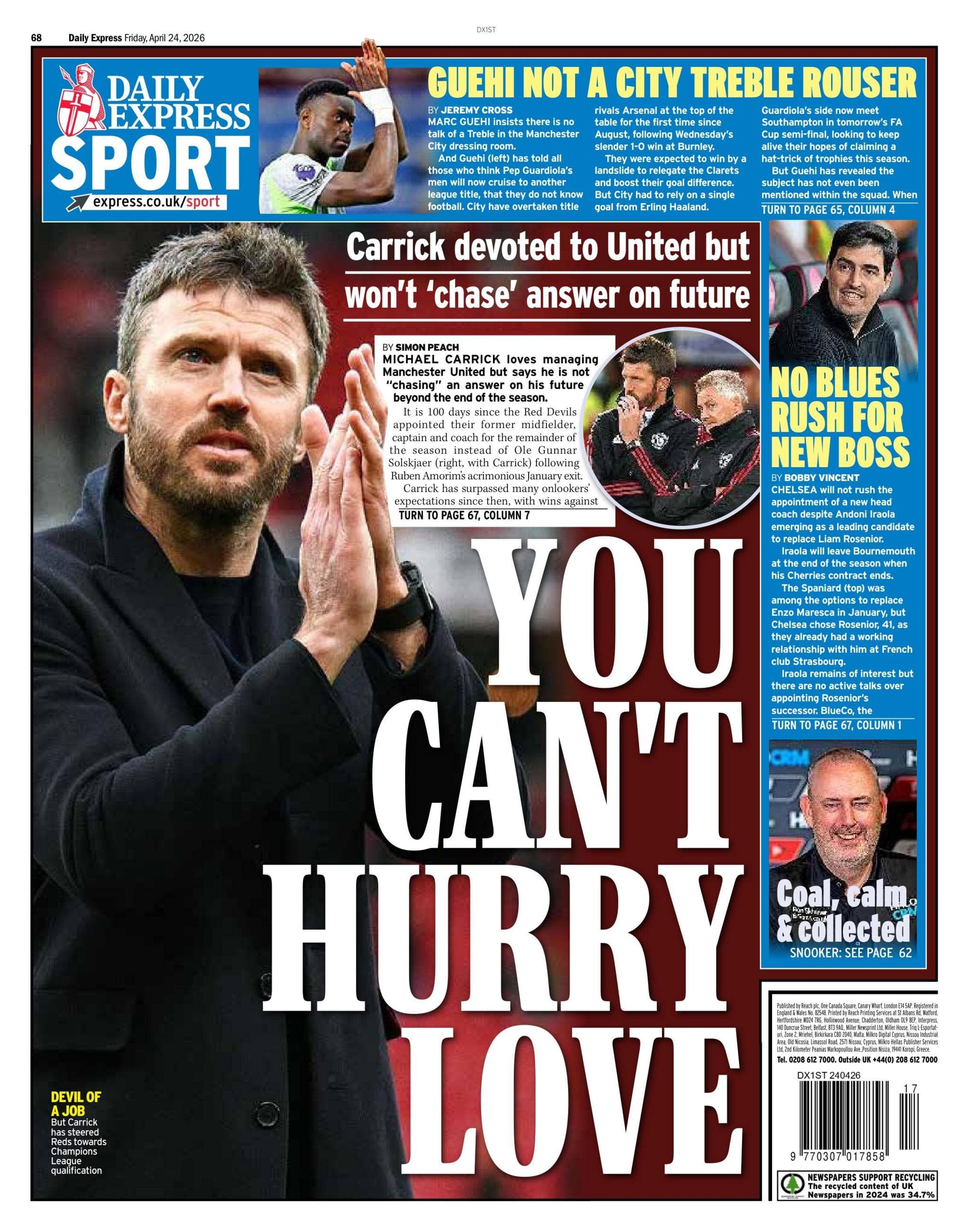 Daily Express back page - 24 April